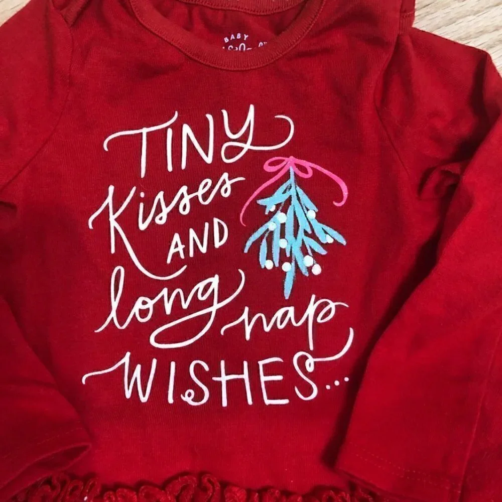 Cat & Jack Mistletoe Skirted Onesie 18 months Christmas Red Long Sleeve